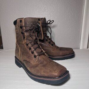 Justin Original 8" Work Boots SE681 Stampede Square Toe Leather Brown